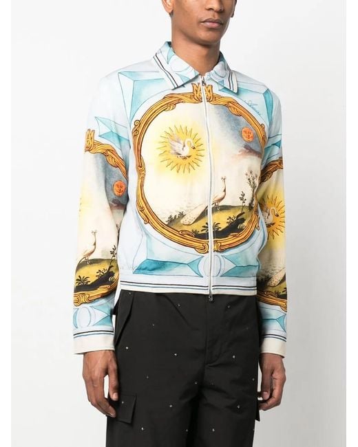 Amiri Blue Landscape Frame Varsity Jacket for men