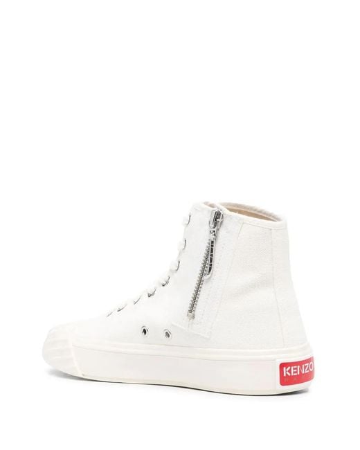 KENZO White Tiger-Print Lace-Up Sneakers