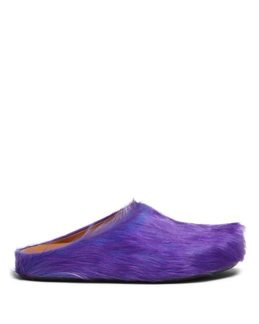 Marni Purple Fussbet Sabot Calf-hair Slippers for men