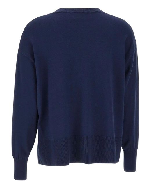 Kaos Blue Ribbed Slits Sweater