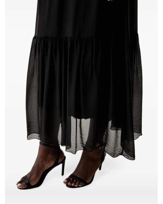 ViCOLO Black Wrap-Style Tiered Dress