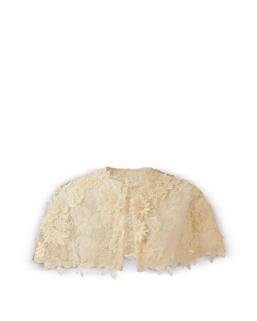 Gemy Maalouf Natural Floral-Lace Bolero