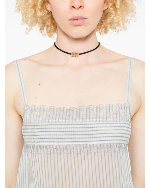 Low Classic White Stripe-Print Lace-Trim Camisole Top