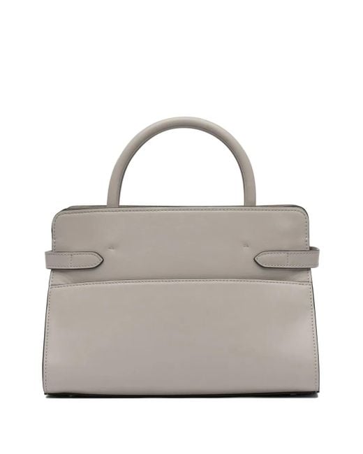 Le Tanneur Gray Leather Buckled Tote Bag
