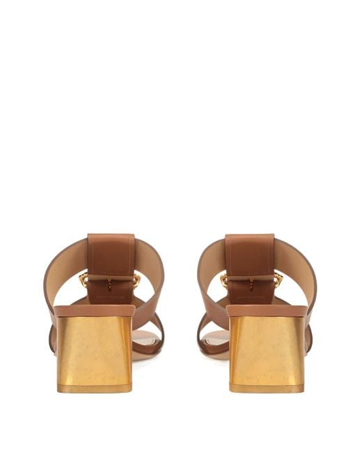 Sergio Rossi Brown Leather Flat Sandals