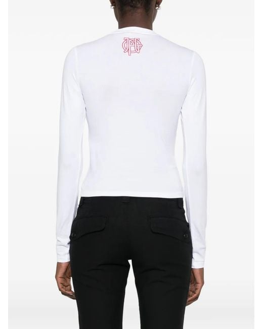 Jean Paul Gaultier White Cut-Out Slogan-Print T-Shirt