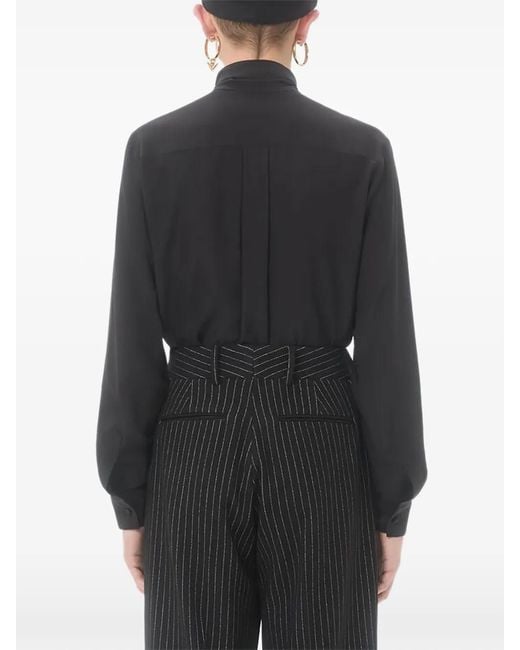 Valentino Garavani Black Crepe De Chine Silk Shirt With Scarf Collar for men