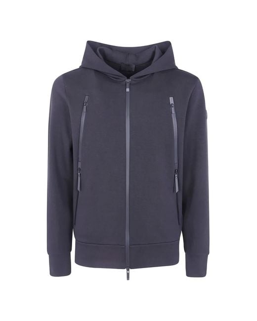 Moncler Blue Cotton Blend Zip-Up Hoodie for men