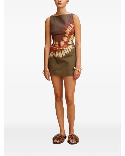 ALÉMAIS Green Marilyn Tie-Dye Denim Mini Dress