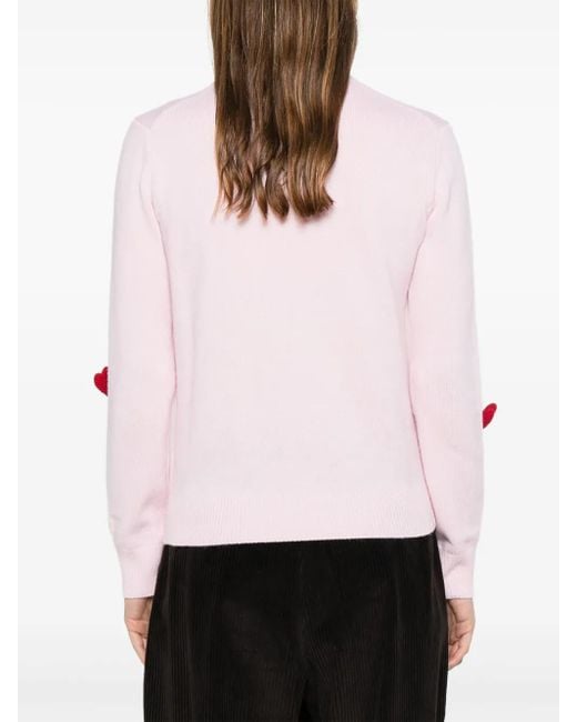 Mc2 Saint Barth Pink Heart-Embroidered Sweater