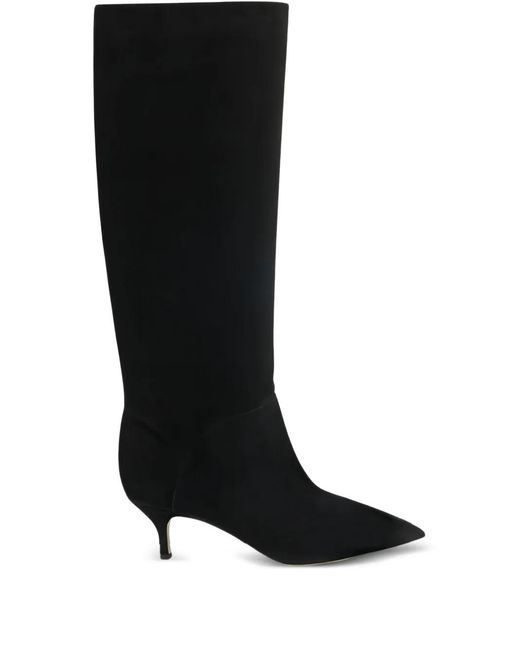 Casadei Black Pointed Flat Knee-High Boots