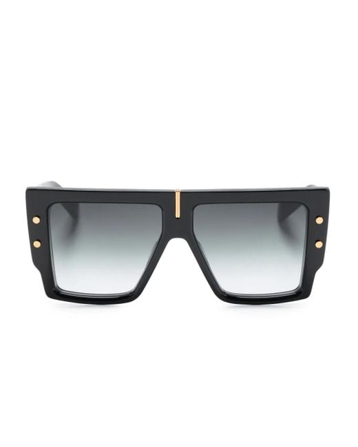 Balmain Gray B-Grand Rectangle-Frame Gradient Sunglasses
