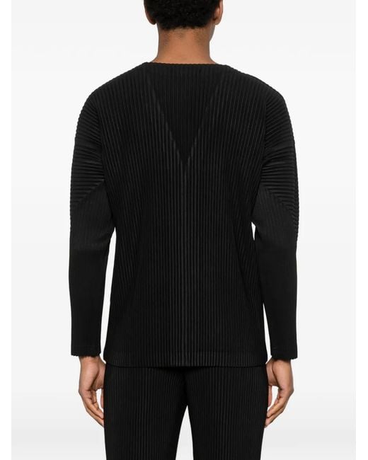Homme Plissé Issey Miyake Black T-Shirt Plissé Basics for men