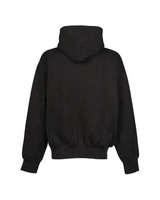 Essentials Black Logo-Patch Hoodie for men