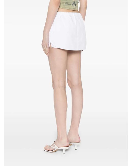 Alexander Wang White Crystal-Embellished Cotton Skort