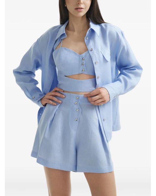 Mia Peculiar Blue Short À Détail De Vague