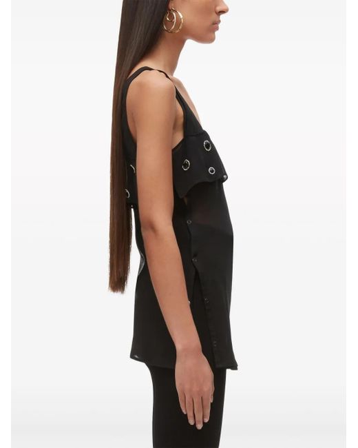 3.1 Phillip Lim Black Gemstone-Embellished Silk Tank Top