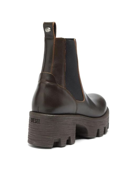 DIESEL Brown D-Hammer Chunky-Sole Ankle Boots