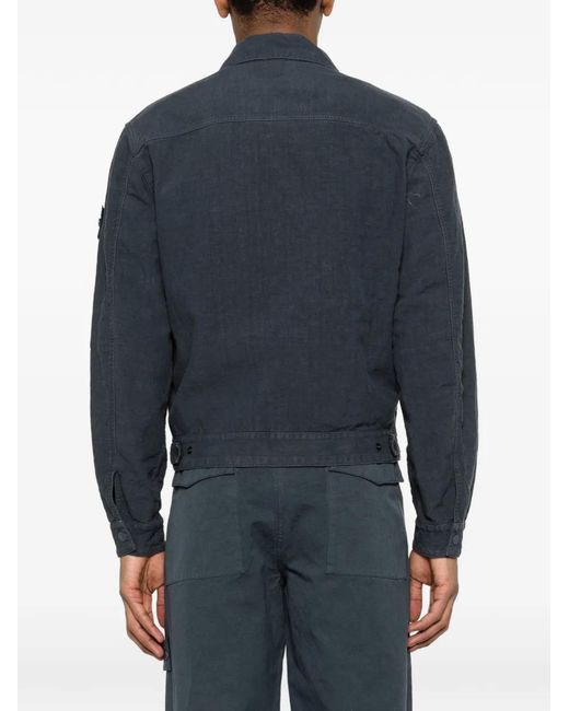 Stone Island Blue Buttoned Flap-Pocket Jacket for men