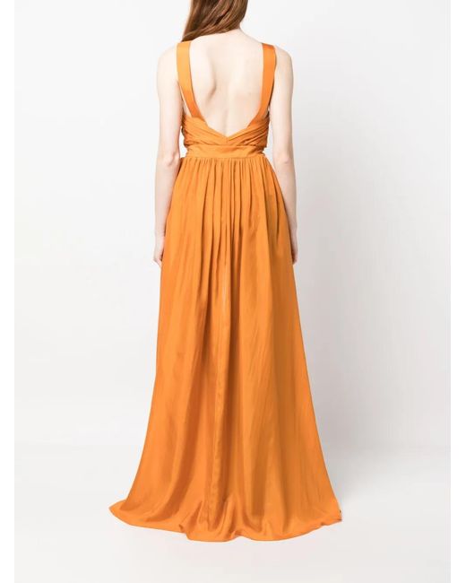 Alberta Ferretti Orange Long Draped Silk Top