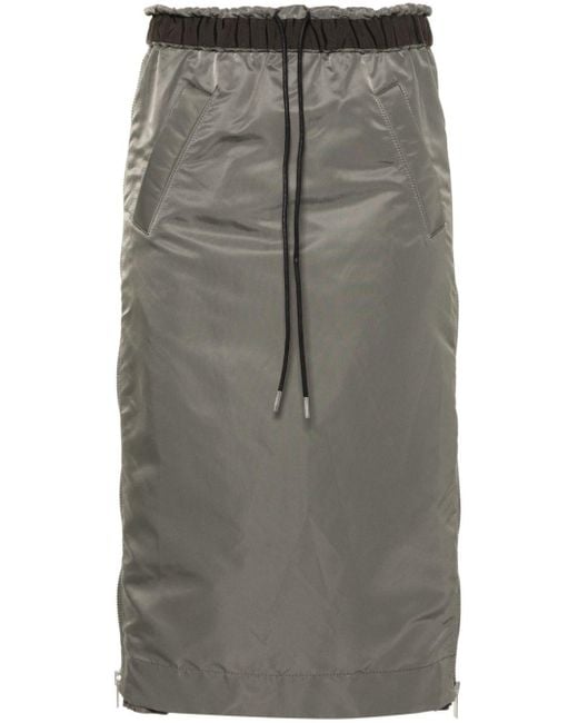 Falda midi con panel plisado Sacai de color Gray