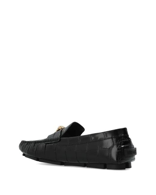 Versace Black Medusa Leather Driver Shoes for men