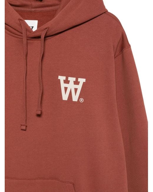 WOOD WOOD Red Wwcass Aa Logo-Print Hoodie for men