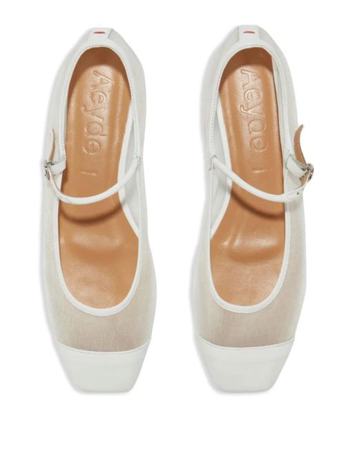 Aeyde White Uma Mesh Ballerina Flats
