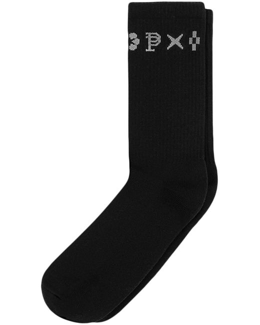 Purple Brand Black Logo-intarsia Cotton Socks for men
