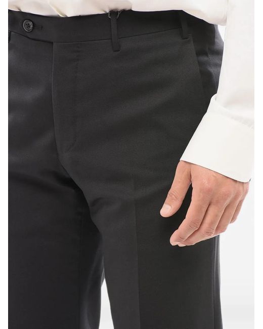 Corneliani Black Virgin Wool Welt-Pocket Trousers for men