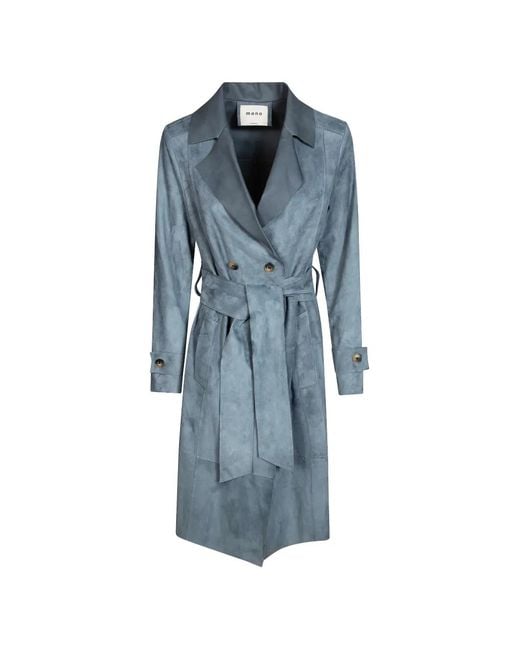 Mono Blue Suede Trench Coat