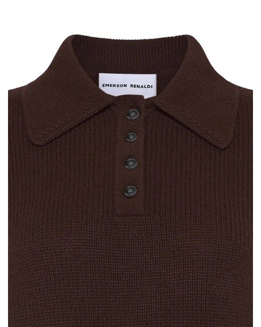 EMERSON RENALDI Brown Buttoned Polo Top