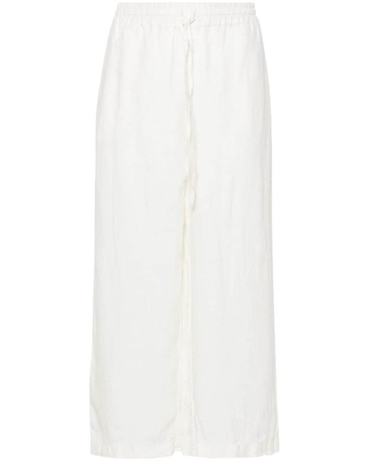 120% Lino White Linen Cropped Trousers
