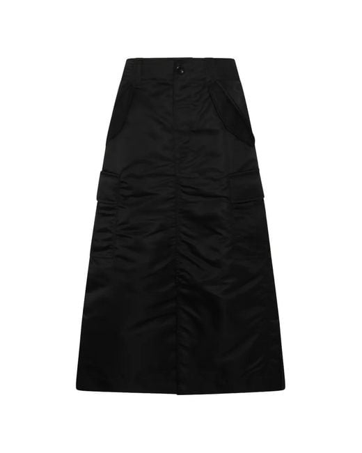 Sacai Black Pleated Midi Skirt