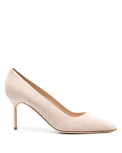 Manolo Blahnik Pink Suede Pointed-Toe BB Pumps