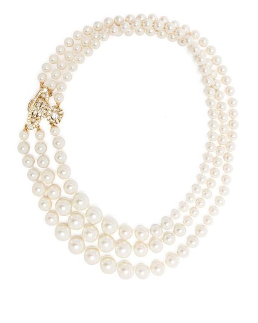 Vivienne Westwood Three row Pearl Necklace in White Lyst Canada