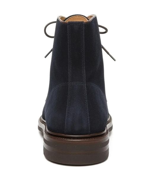 Brunello Cucinelli Black Lace-up Suede Boots for men