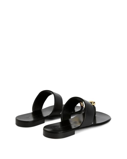 Giuseppe Zanotti Black Norbert Leather Toe-Loop Sandals for men