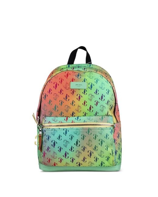 Jimmy Choo Green Monogram Zip Leather Backpack for men