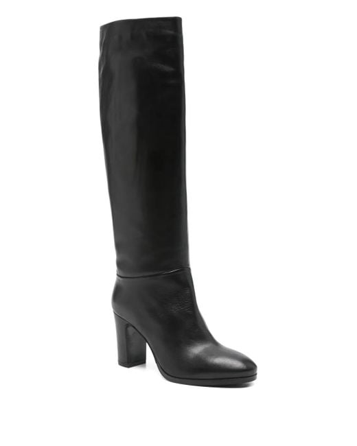 Julie Dee Black 80Mm Block-Heel Calf-Leather Boots