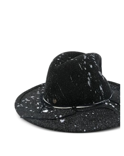 Yesey Black Splatter-Print Fedora Hat