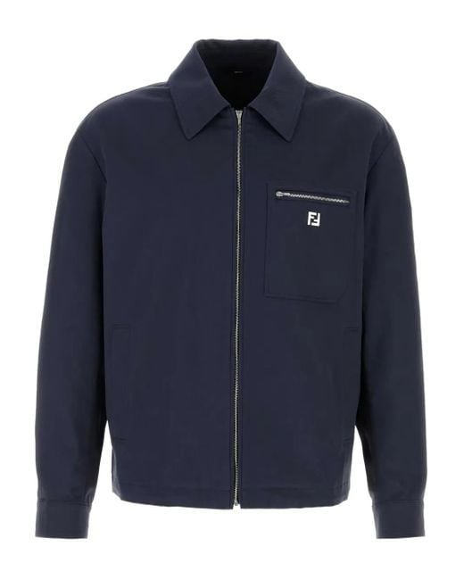 Fendi Hemdjacke mit Reißverschluss in Blue für Herren
