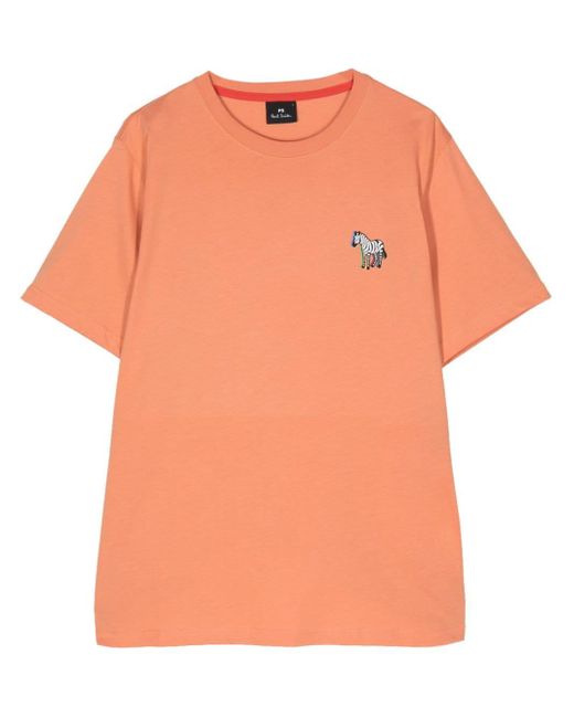 PS by Paul Smith T-Shirt aus Bio-Baumwolle mit Zebra-Print in Orange für Herren