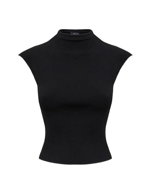 A.W.A.K.E. MODE Black Knitted Sleeveless Top