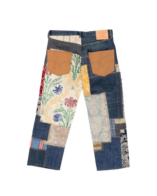 Junya Watanabe Blue Patchwork Distressed Jeans for men