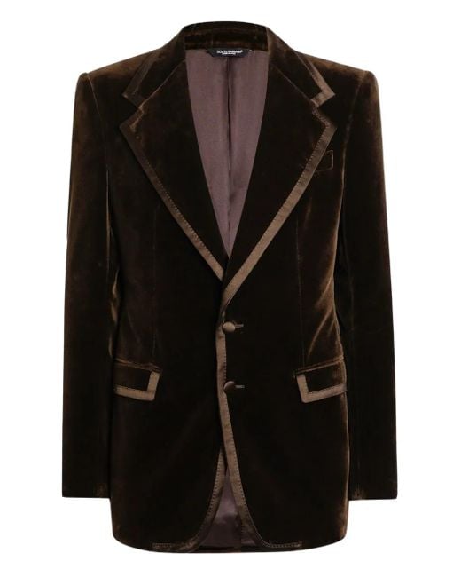 Dolce & Gabbana Einreihiges Sakko Mit Samtborte in Black für Herren