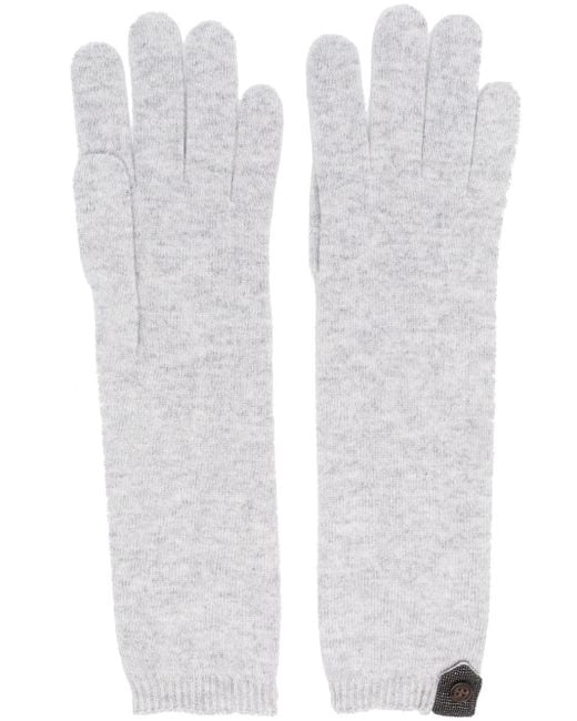 Brunello Cucinelli White Button-Detail Gloves