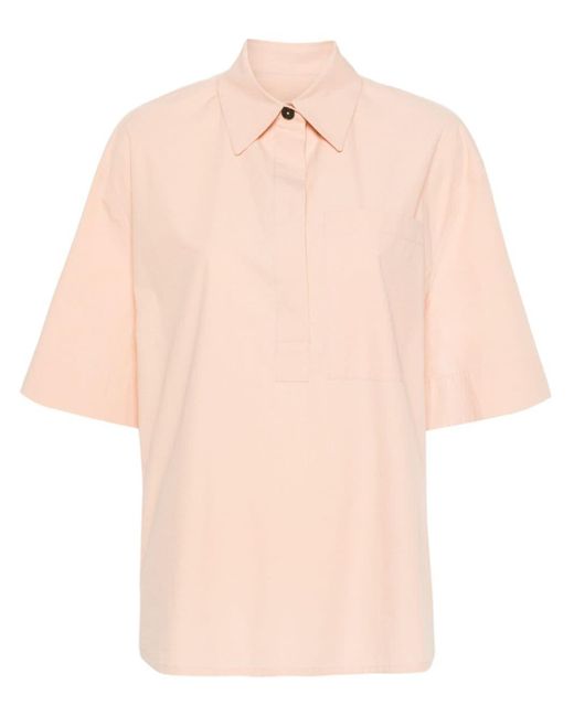 Jil Sander Pink Tonal Stitching Cotton Shirt
