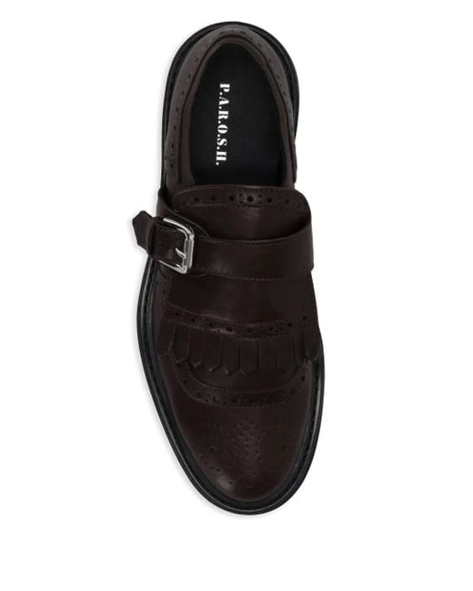 P.A.R.O.S.H. Black Buckle Fringed-Detail Monk Shoes