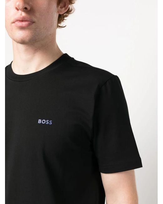 Boss Black Logo-Print Tape-Detailing T-Shirt for men